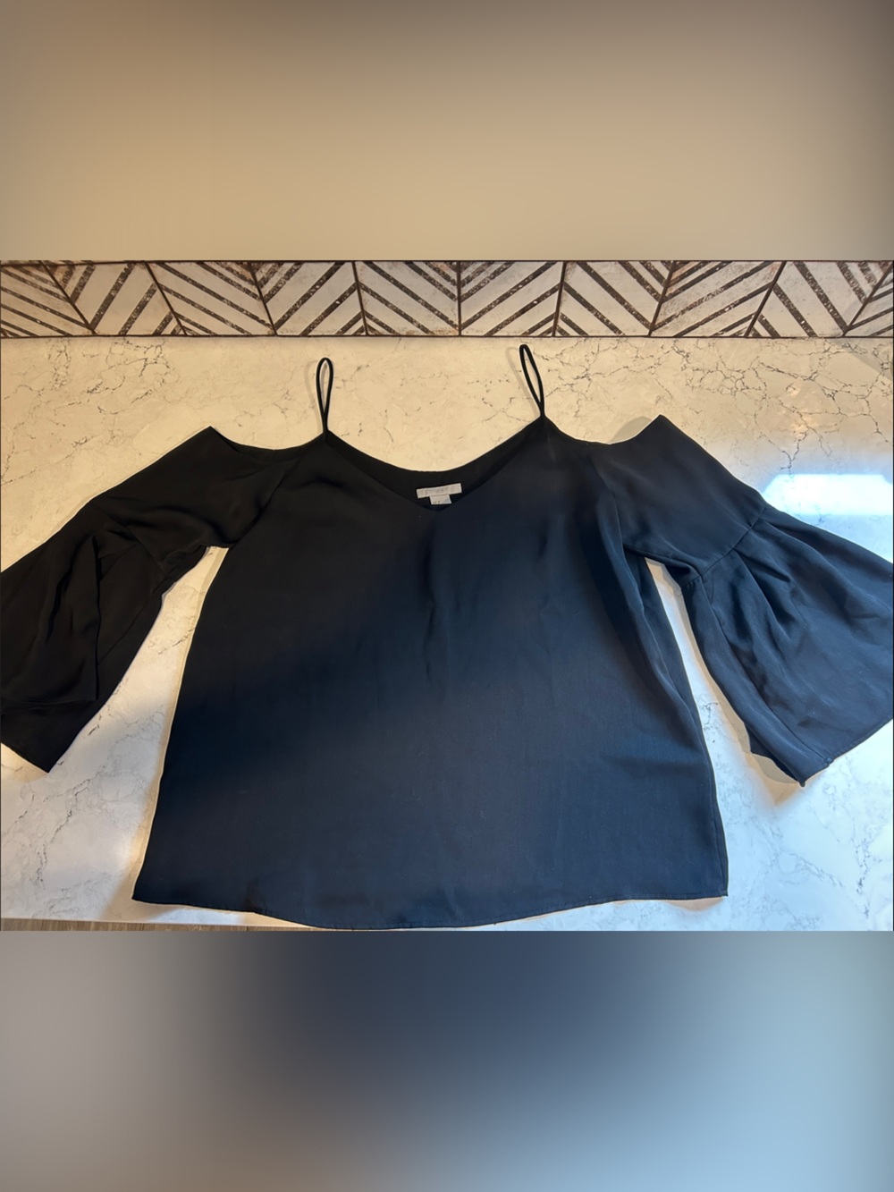 H&M Black Cold-Shoulder Spaghetti Strap Blouse